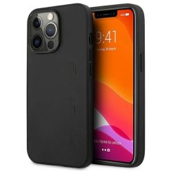  AMG AMHCP14LDOLBK iPhone 14 Pro 6.1 "fekete / fekete kemény tok bőrrel Hot Stamped tok