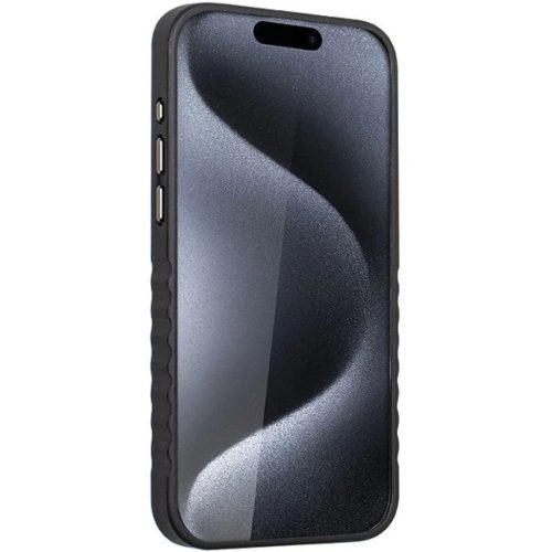 iPhone 15 Pro Max fekete és piros Audi Genuine Leather tok MagSafe kompatibilitással