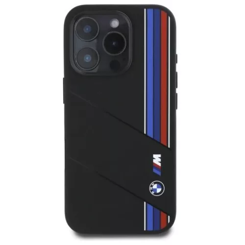 iPhone 16 Pro Eredeti BMW Szilikon Keménytok Tricolor Lines MagSafe (BMHMP16L23SCUK) fekete tok