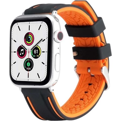 Apple Watch 42/44/45 mm Beline Silicone óraszíj narancs-fekete