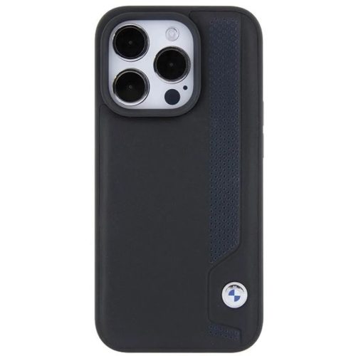 iPhone 15 Pro Max BMW Leather Blue Dots tok - Fekete