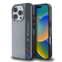   iPhone 16 Pro Szürke BMW IML Motorsport Függőleges Csíkos Tok