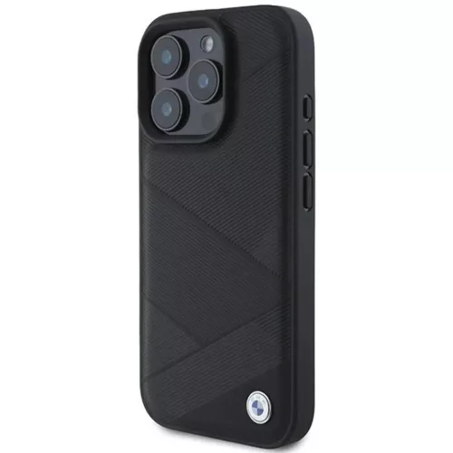 iPhone 16 Pro Fekete BMW Signature Leather Crossing Lines mintás tok