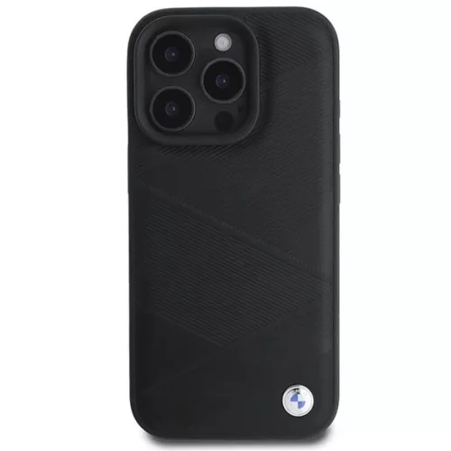 iPhone 16 Pro Fekete BMW Signature Leather Crossing Lines mintás tok