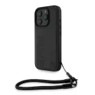 iPhone 16 Pro Fekete BMW Leather Signature és Szíjas tok