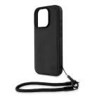iPhone 16 Pro Fekete BMW Leather Signature és Szíjas tok