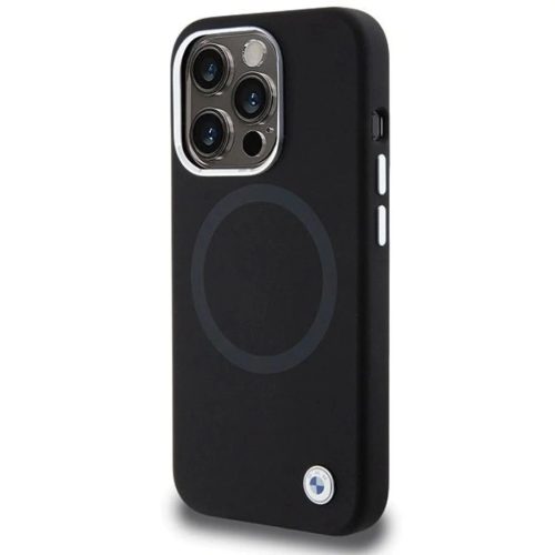 iPhone 15 Pro Max fekete BMW Signature Liquid Silicone MagSafe tok