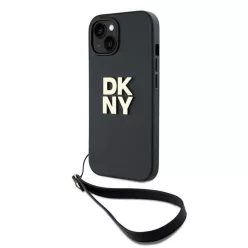 iPhone 15 Plus DKNY Wrist Strap Stock Logo tok - Fekete