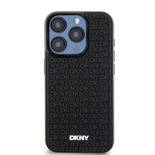 iPhone 15 Pro Max fekete DKNY 3D Rubber Repeat Pattern tok