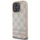 iPhone 16 Pro Rózsaszín DKNY Kockás minta és nyomtatott csíkok tok