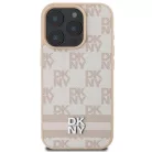 iPhone 16 Pro Rózsaszín DKNY Kockás minta és nyomtatott csíkok tok