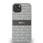DKNY PU Bőr Ismétlődő Minta Tonális Csík Tok iPhone 14 Bézs