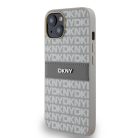DKNY PU Bőr Ismétlődő Minta Tonális Csík Tok iPhone 14 Bézs