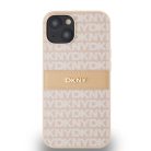 DKNY PU bőrmintás csíkos fliptok iPhone 14 Pink