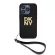 DKNY PU Leather Stack Logo Wrist Strap tok iPhone 14 Pro Max-hoz fekete