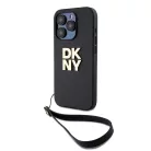 DKNY PU Leather Stack Logo Wrist Strap tok iPhone 14 Pro Max-hoz fekete
