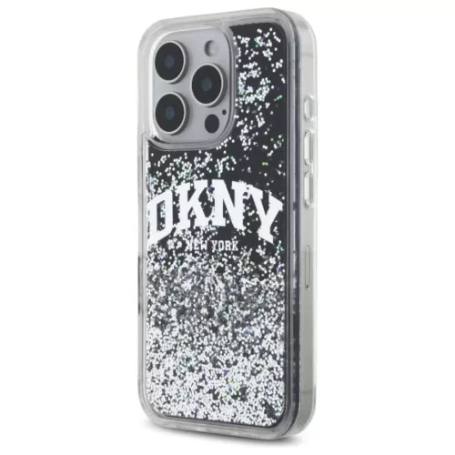 iPhone 16 Pro 6.3" Fekete/Fekete DKNY DKHCP16LLBNAEK Liquid Glitter Arch Logo tok