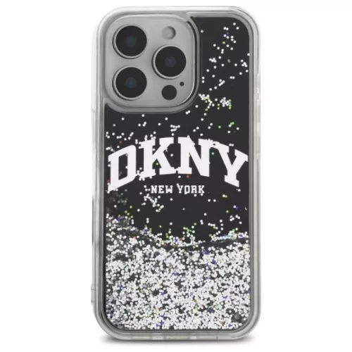 iPhone 16 Pro 6.3" Fekete/Fekete DKNY DKHCP16LLBNAEK Liquid Glitter Arch Logo tok