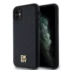 DKNY PU Bőr Ismétlődő Minta Logó Stacked MagSafe iPhone 11 tok fekete