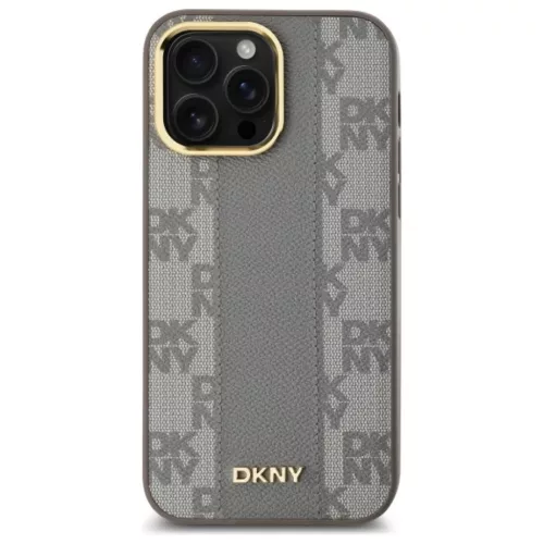 iPhone 14 Pro Max 6.7" bézs DKNY kemény tok Bőr Kockás Mono Minta MagSafe tok