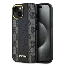 iPhone 15 Plus DKNY fekete bőrmintás kemény tok