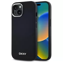 iPhone 15 Plus fekete kemény tok DKNY Plain Logo MagSafe
