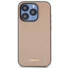 iPhone 15 Pro Max bézs DKNY Grained Metal Logo MagSafe tok