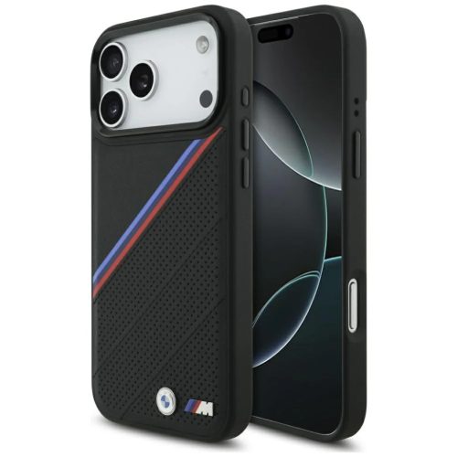 iPhone 17 Pro Max BMW M Tricolor Metal Logo MagSafe fekete tok