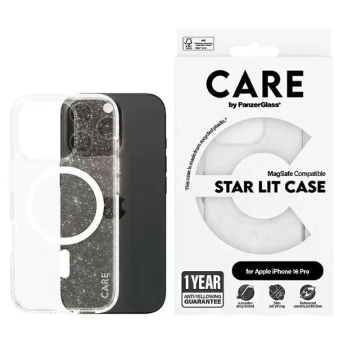 CARE by PanzerGlass Csúcskategóriás Csillagos Fény Tok iPhone 16 Pro 6.3" fehér/fehér MagSafe 1342 tok
