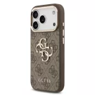 iPhone 17 Pro Barna Guess PU Leather 4G Fém Logó Arany Keretes Tok