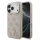 iPhone 17 Pro Rózsaszín Guess PU Bőr 4G Strass Hármas Logo Arany Keret MagSafe Tok