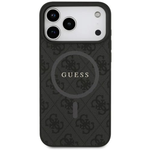 iPhone 17 Pro Max Guess 4G Ring Classic Logo MagSafe tok fekete