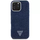 iPhone 16 Pro Kék Guess HC MagSafe FW Denim Triangle Logó tok