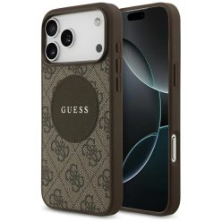   iPhone 17 Pro Max Guess 4G Kör Klasszikus Logó MagSafe tok barna