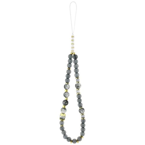 iPhone 17 Pro Max Guess IML Flowers Pearl Strap MagSafe fekete tok