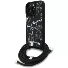 iPhone 16 Pro fekete Karl Lagerfeld Crossbody Grained Mintás & Logós tok