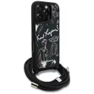 iPhone 16 Pro fekete Karl Lagerfeld Crossbody Grained Mintás & Logós tok