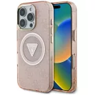 iPhone 16 Pro Rózsaszín Guess IML Fém Csillámos 4G Kör Háromszög MagSafe tok