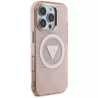 iPhone 16 Pro Rózsaszín Guess IML Fém Csillámos 4G Kör Háromszög MagSafe tok