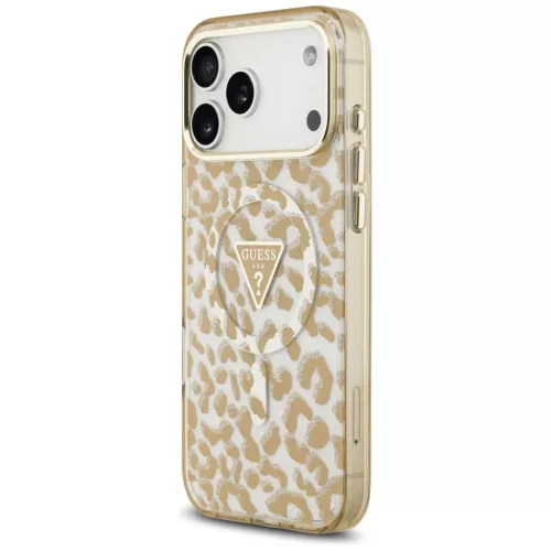 iPhone 17 Pro Max Guess Leopárd Csillámos MagSafe tok Barna