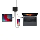 UNIQ Surge 90W 2xUSB Quick Charge 3.0 + 2xUSB-C PD 3.0 HUB, töltőállomás szénfekete