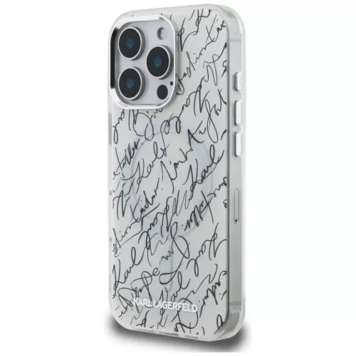 iPhone 16 Pro Fehér Karl Lagerfeld IML Karl Script Pattern MagSafe tok