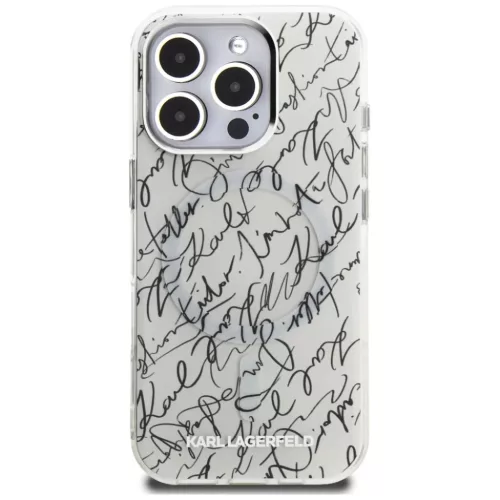 iPhone 16 Pro Fehér Karl Lagerfeld IML Karl Script Pattern MagSafe tok