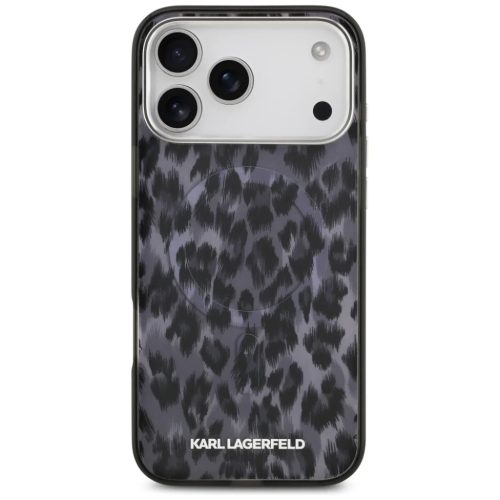 iPhone 17 Pro Max Karl Lagerfeld IML Leopárd Minta MagSafe tok fekete