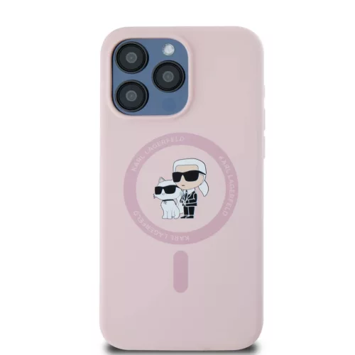 Karl Lagerfeld Liquid Silicone Karl and Choupette MagSafe tok iPhone 14 Pro Max Pink
