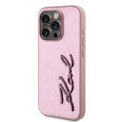 iPhone 15 Pro Max Pink Karl Lagerfeld Wrinkled PU Signature Logo tok