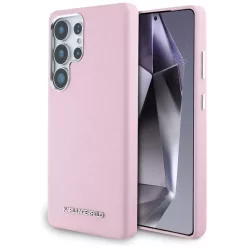   Karl Lagerfeld Saffiano Full Wrapped Elongated Metal Logo MagSafe tok Samsung Galaxy S25 Ultra - Pink tok
