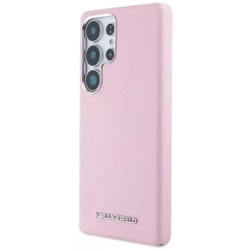 Karl Lagerfeld Saffiano Full Wrapped Elongated Metal Logo MagSafe tok Samsung Galaxy S25 Ultra - Pink tok