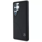 Mercedes Bőr Ívelt Varrások Tok Samsung Galaxy S25 Ultra - Fekete Tok