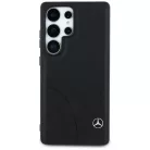 Mercedes Bőr Ívelt Varrások Tok Samsung Galaxy S25 Ultra - Fekete Tok